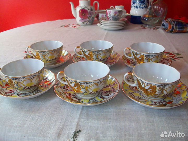 Чайные пары Лфз Золотая ромашка СССР Винтаж