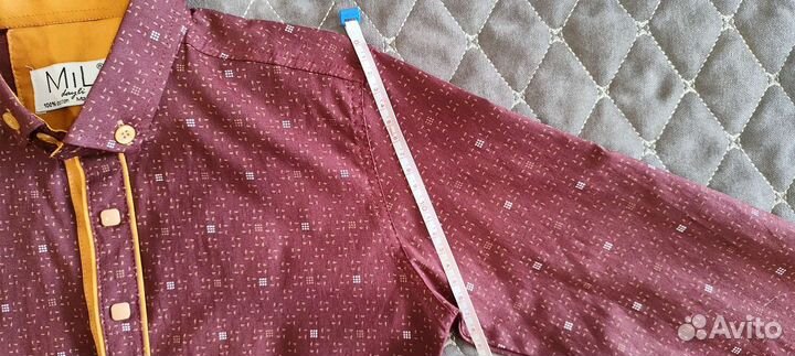 Рубашка на мальчика, р. 122-134 бордовая с принтом