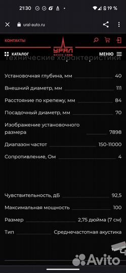 Среднечастотные динамики ural AS-W87M