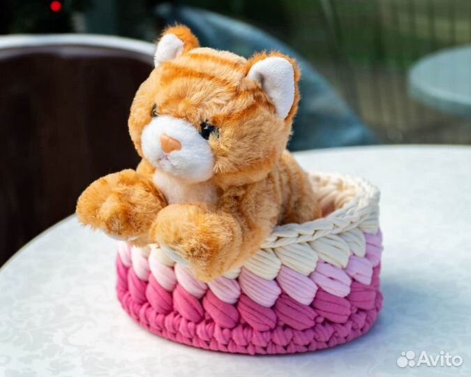 Корзина из трикотажной пряжи