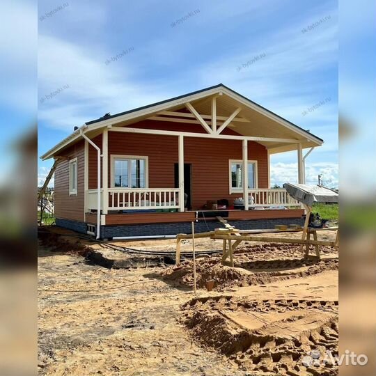 Каркасный дом 9х7м с террасой