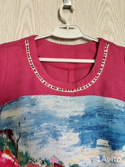 Летнее платье 48р малиновое длина миди