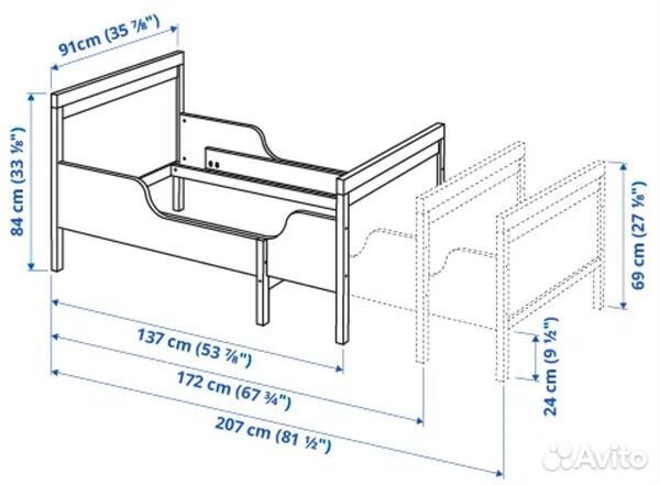 Детская растущая кровать IKEA сундвик