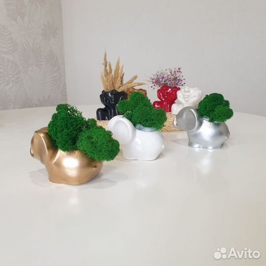 Подарок кашпо слон ручная работа