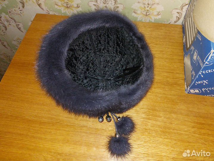 Шапка норковая женская р-р 56, темно-серая