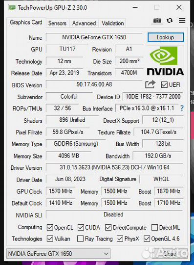 Видеокарта GeForce GTX 1650 gddr6