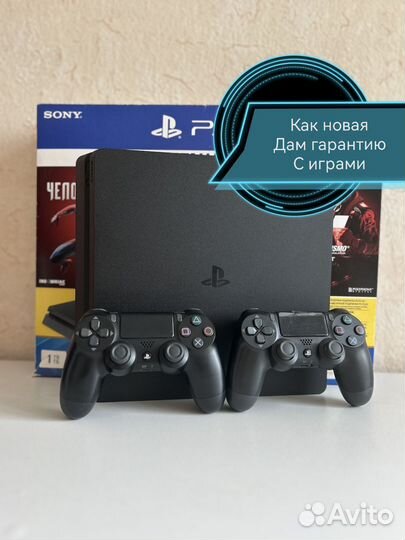 Sony PS4 Slim 1tb +60 игр +2 Геймпада