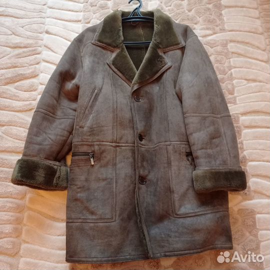Мужская зимняя дубленка (натуральная замша и мех)