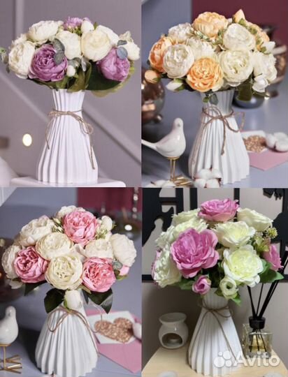 Букет пионов в вазе