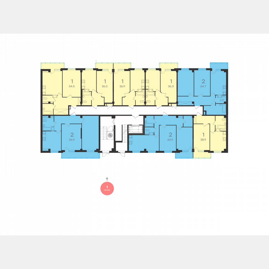 1-к. квартира, 42,3 м², 1/10 эт.