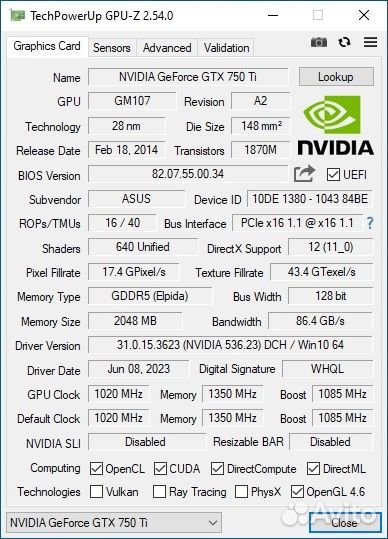 Asus GTX 750 Ti