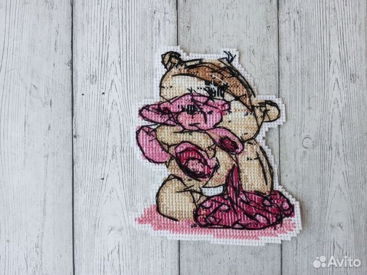 Мишка Тедди готовая вышивка крестом