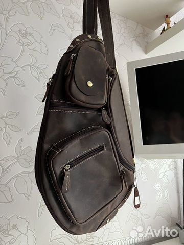 Новая Кожаная мужская сумка рюкзак Бронь