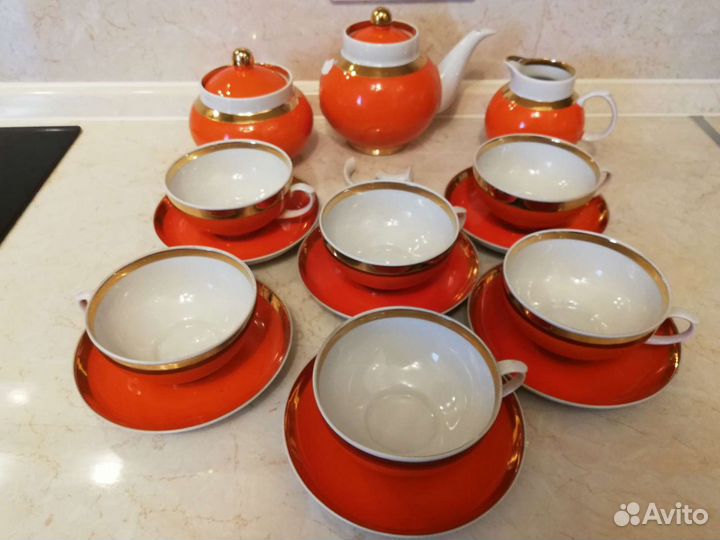 Чайный сервиз СССР Рубин Дулево, 60-70 гг