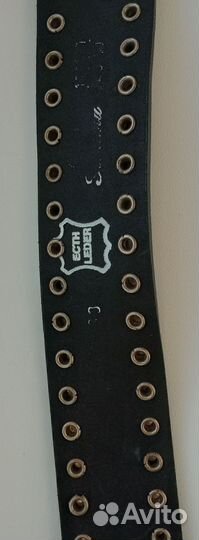 Ремень унисекс, кожаный, с заклепками