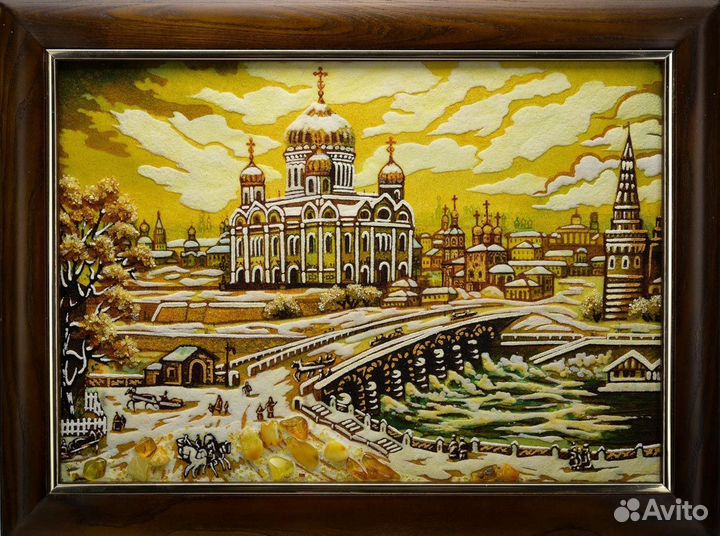 Картина из янтаря - Храм Христа Спасителя. Старая