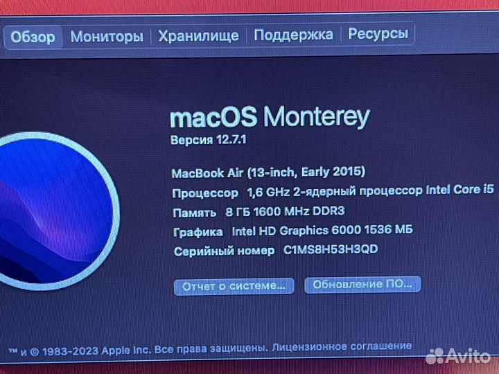 Apple macbook air 2015(2017) 8/128 новое состоян