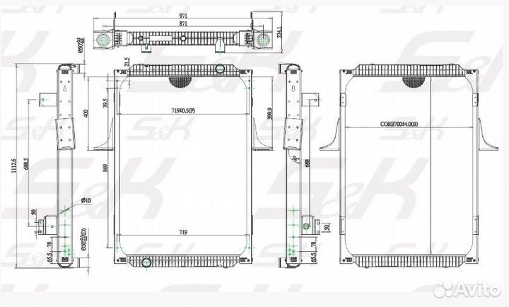 Радиатор охлаждения двигателя без рамки RVI Premiu