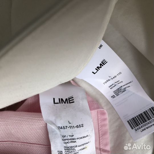 Топ L лен юбка лен L новая Lime