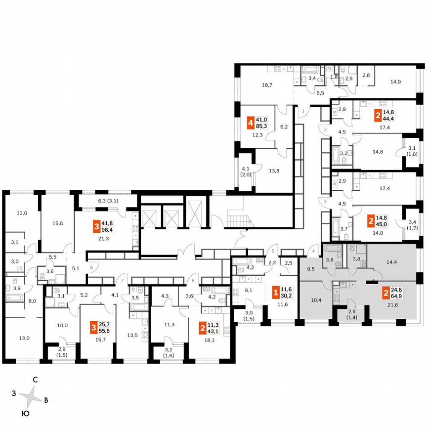 2-к. квартира, 64,9 м², 2/2 эт.