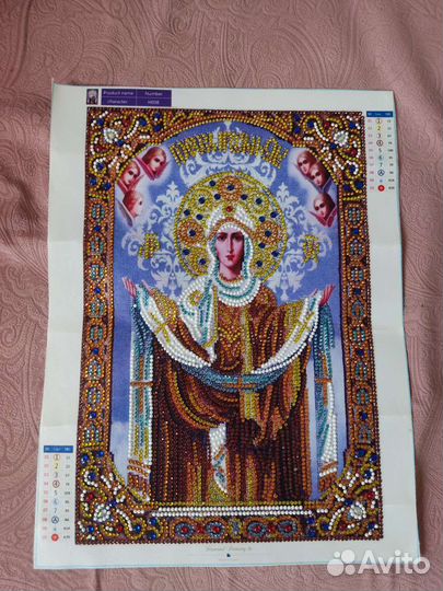 Алмазная мозаика готовая икона, без рамки