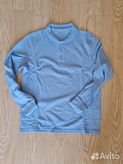 Рубашки поло школьные голубые на 7-11 лет