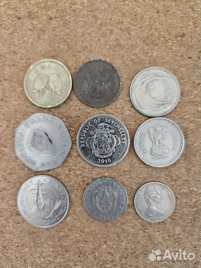 Монеты Гана, Индия, Сейшелы,Нигерия,Панама,Китай