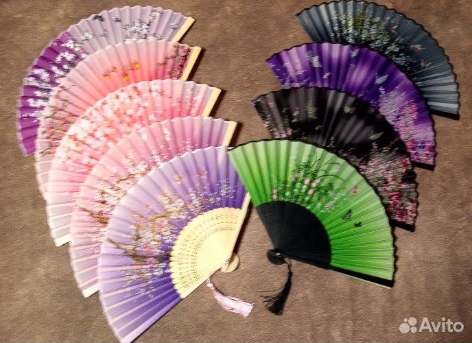 Веер из ткани+бамбук (есть 9 расцветок)