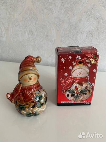 Подсвечник декоративный. Снеговик, новогодний