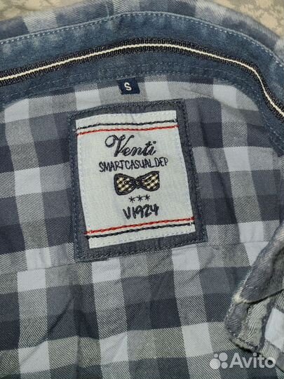 Рубашка мужская клетка фланелевая синяя