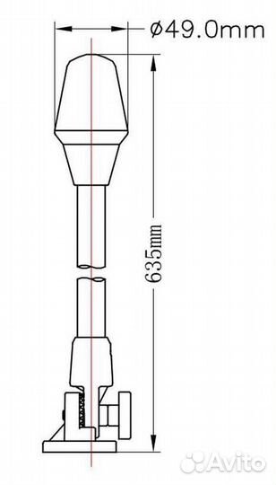 Огонь топовый на стойке 635 мм, светодиодный 01115