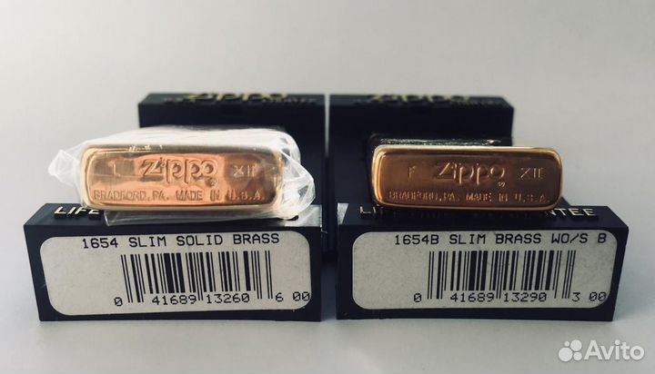 Zippo brass Slim - латунные узкие зажигалки 1996