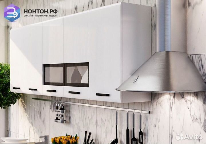 Кухня Рио 2.0 м белый глянец / черный глянец