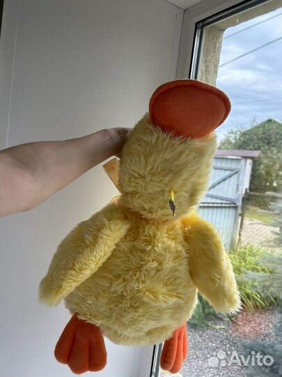 Плюшевая желтая утка гусь мягкая игрушка