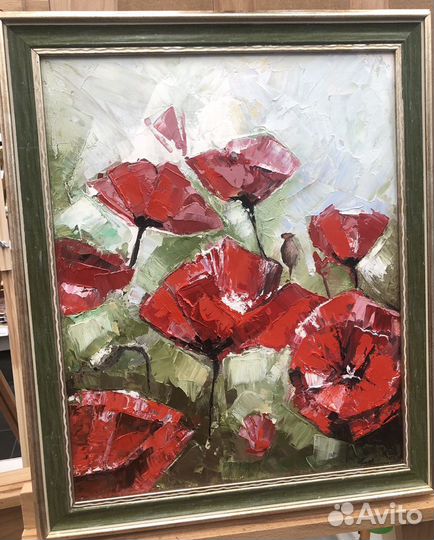 Картина интерьерная.масло.« Маки » 30*40