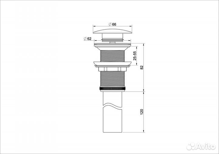 Донный клапан для раковины Wonzon & Woghand WW-88SS04-CR хром