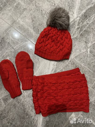 Комплект шапка, снуд, варежки
