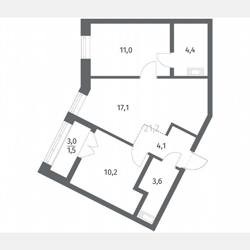 2-к. квартира, 51,9 м², 3/12 эт.