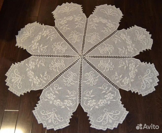 Скатерть клиньями, связанная крючком