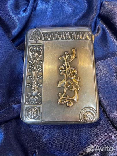 Портсигар серебро 84 с золотом 56