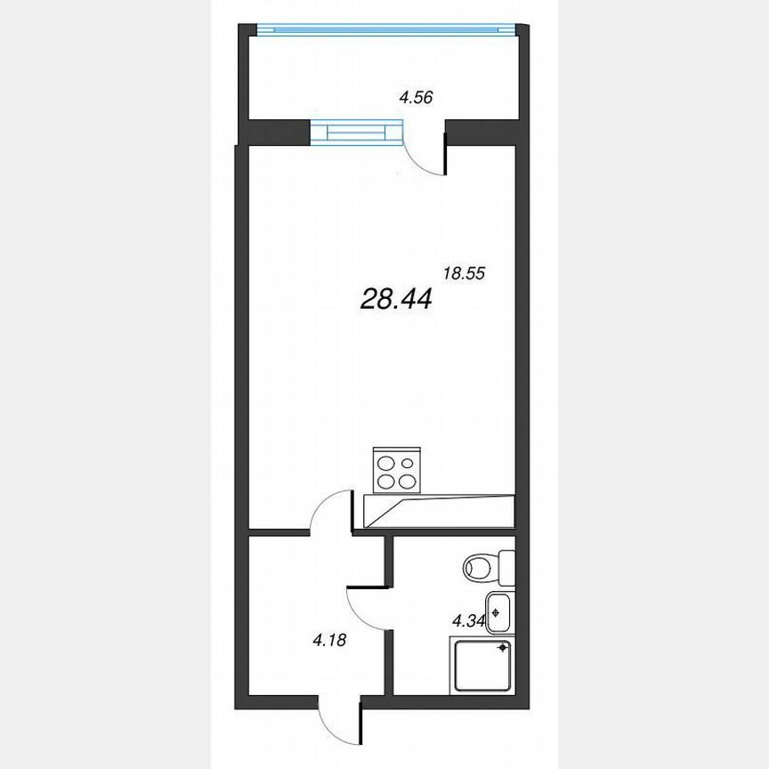 Квартира-студия, 31,6 м², 9/22 эт.