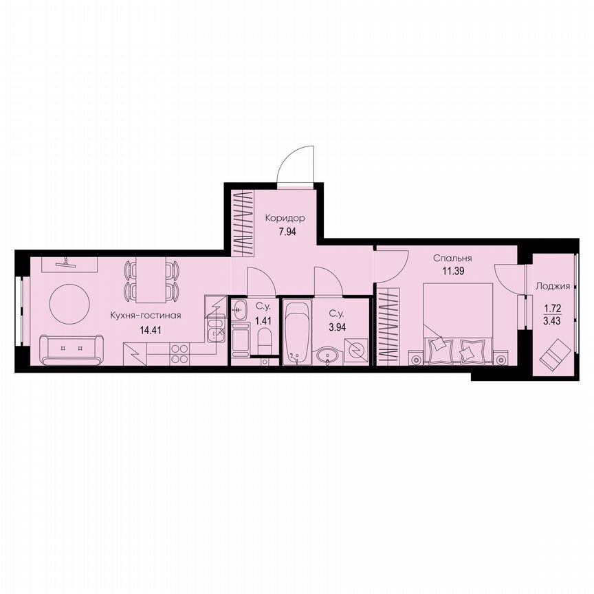 1-к. квартира, 40,8 м², 8/9 эт.