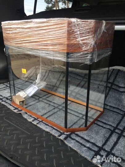 Панорамный аквариум 30л с крышкой и светом