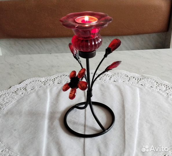 Подсвечник металл-стекло