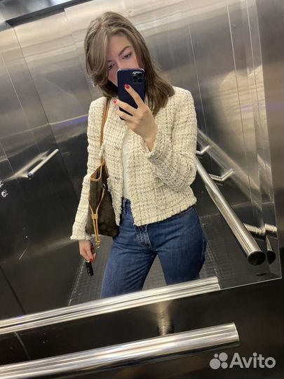 Твидовый пиджак mango S