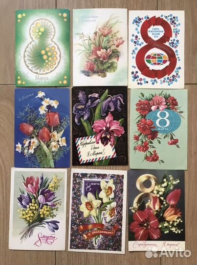 Открытки цветы, 8 марта и др-чистые СССР
