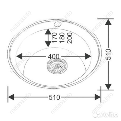 Мойка 510 melana 0,8/180 декор врезная круглая с