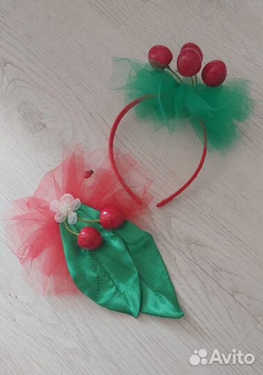 Обод и брошь к костюму вишня вишенька