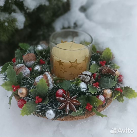 Новогодняя композиция, подсвечник