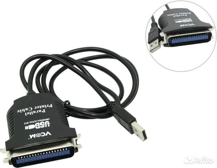 Кабель vcom USB - LPT (VUS7052), 1.8 м, черный
